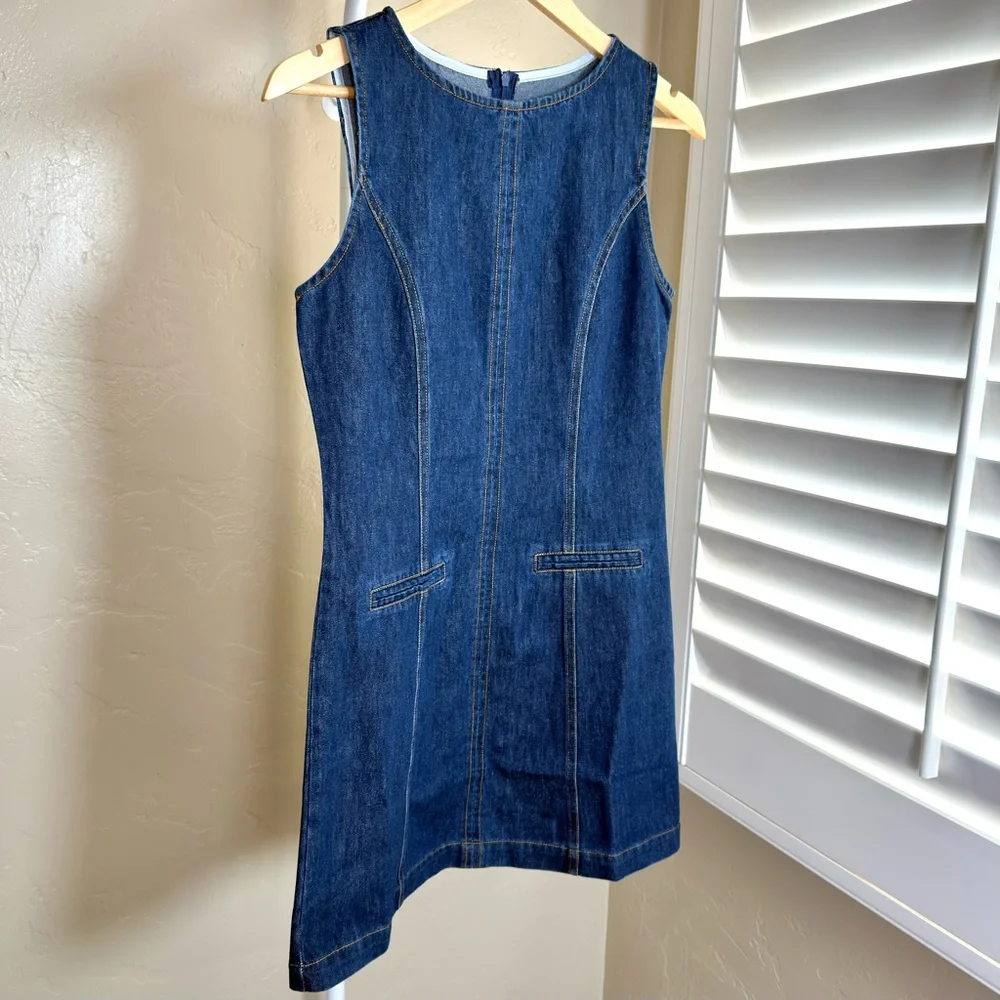 Commense 100% Cotton Sleeveless Denim Mini Dress Blue NWT Small Soft Lightweight - Picture 5 of 10